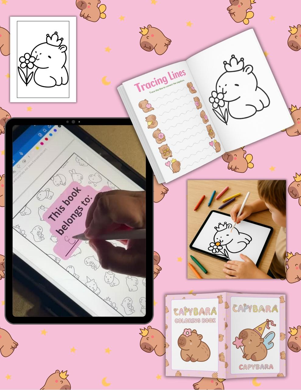 Capybara Digital Coloring Book – Printable & iPad Friendly!