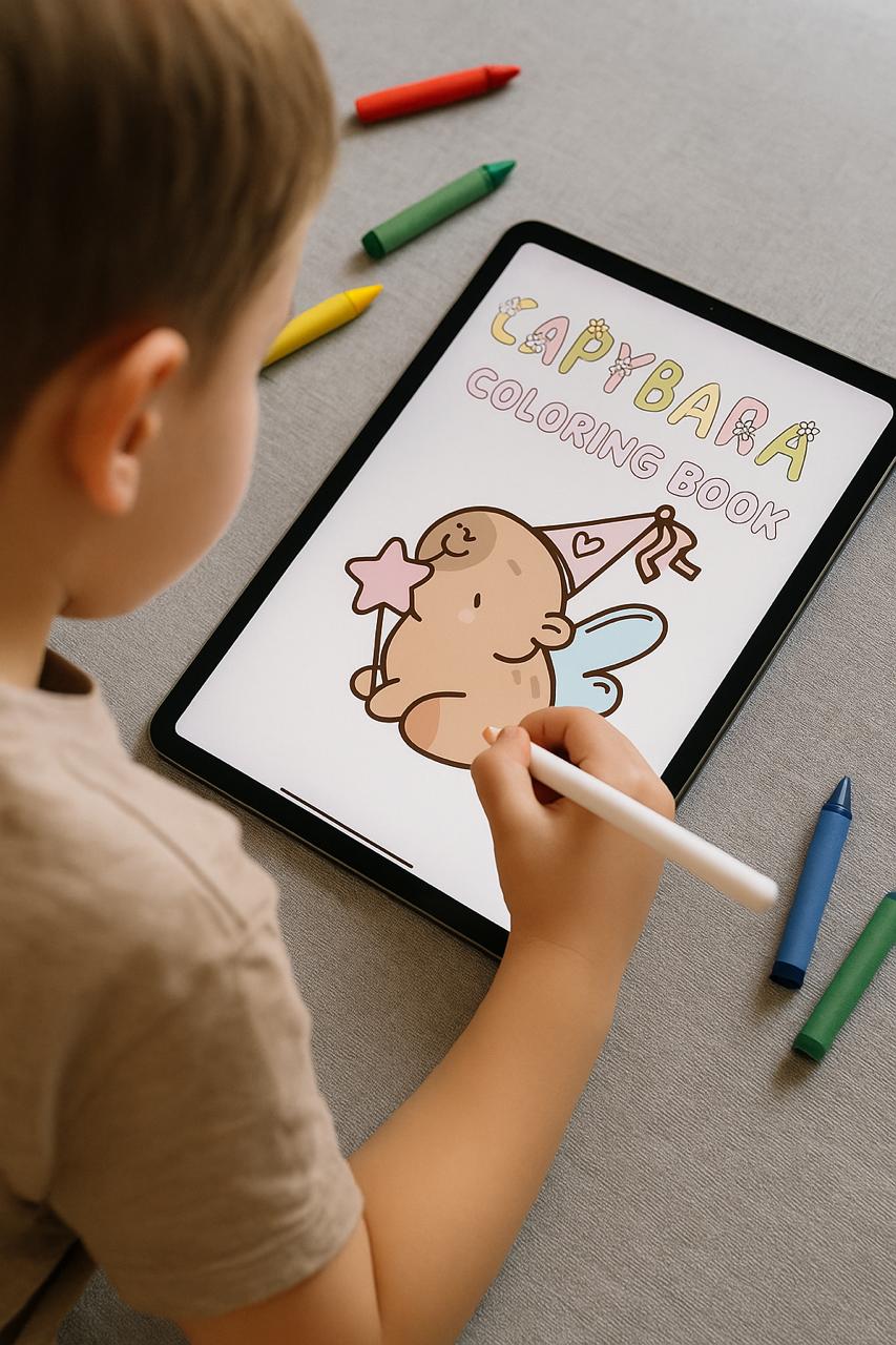 Capybara Digital Coloring Book – Printable & iPad Friendly!