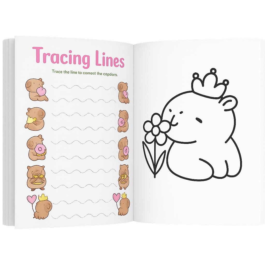 Capybara Digital Coloring Book – Printable & iPad Friendly!